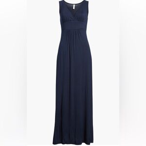 V-Neck Jersey Maxi Dress (Navy)